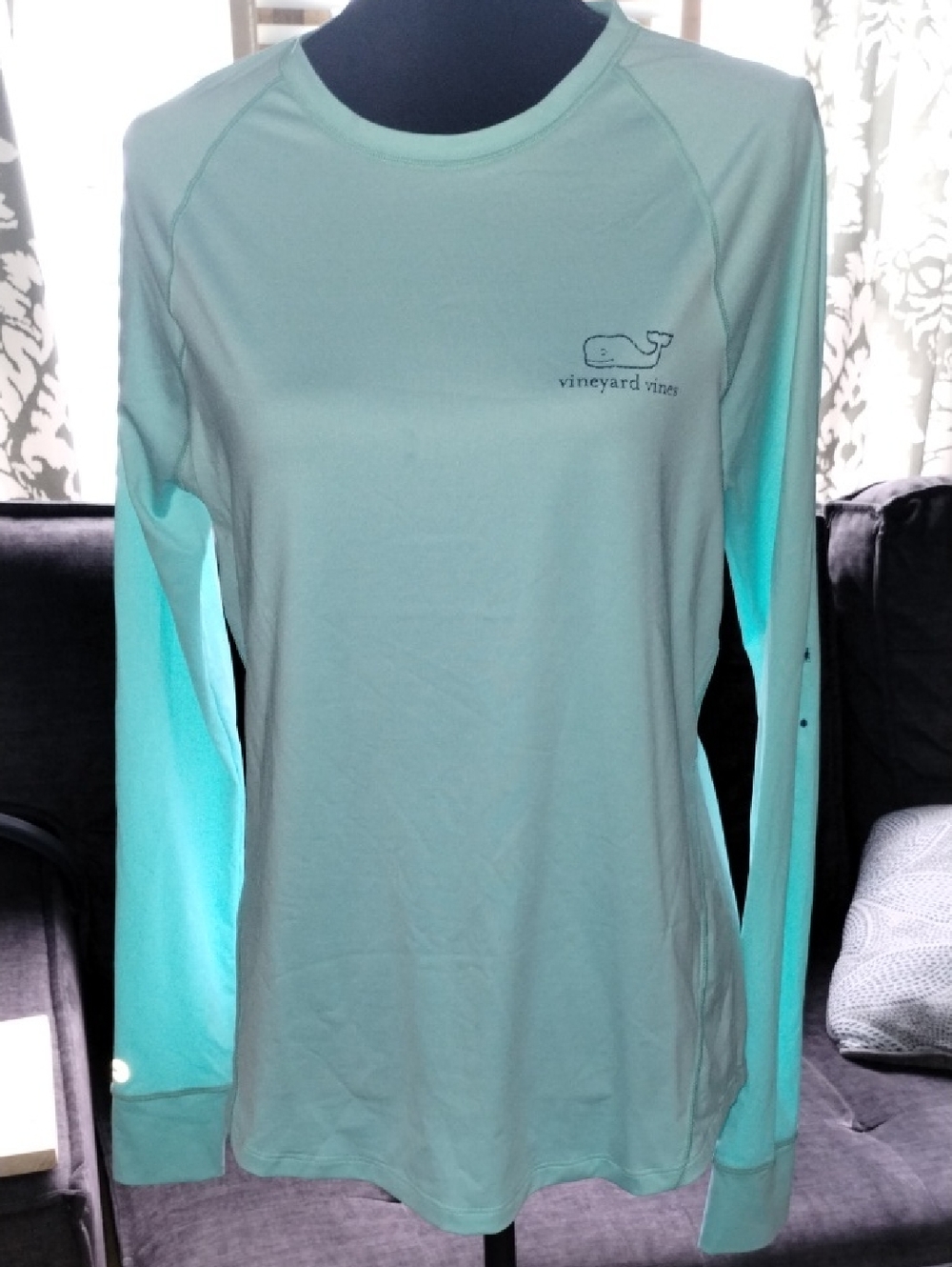 Vineyard Vines Seafoam Green Long Sleeve Crew Water Tee